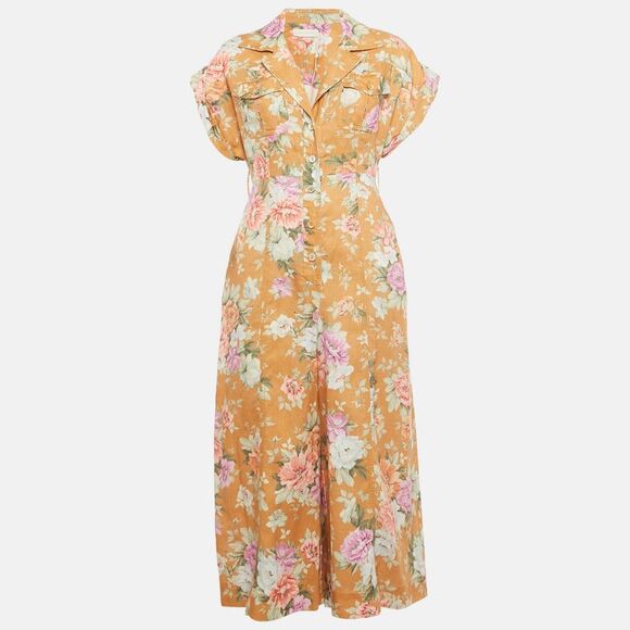 Zimmermann Other - Zimmermann Brown Floral Print Linen Jumpsuit M